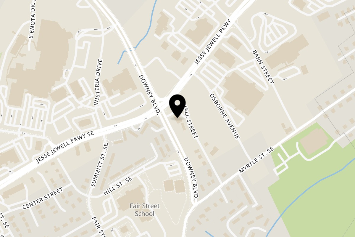 Map showing the location of Curry&Crunch on 420 Wall St in Gainesville